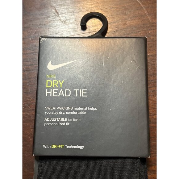 Nike Air Dri-Fit Adjustable Sweat Wicking Dry Head Tie In Black New With Tags - Picture 3 of 4